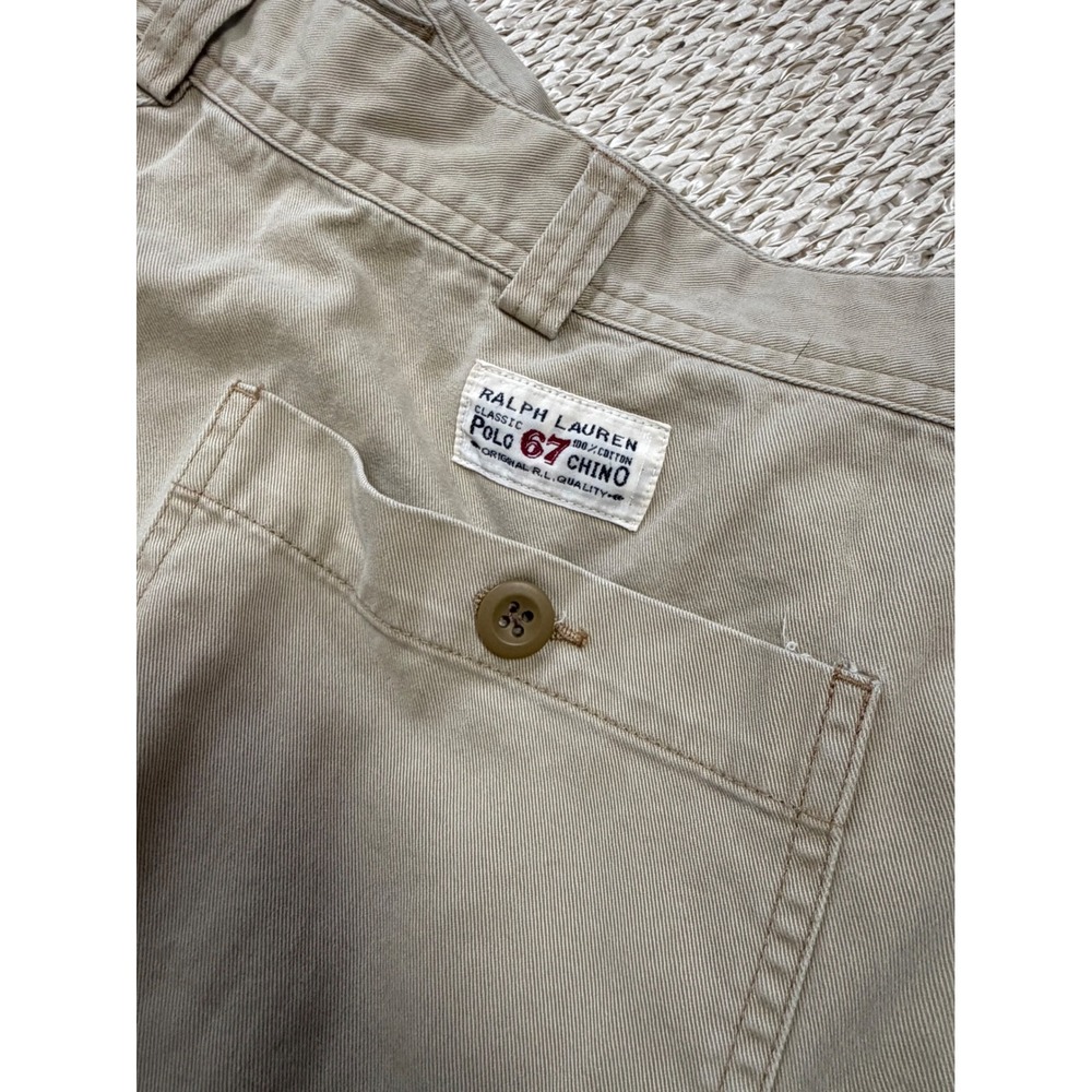 Polo Ralph Lauren Classic 67 Chino Khaki Pants Mens 40x29 Tan Cotton Trousers - Picture 6 of 7